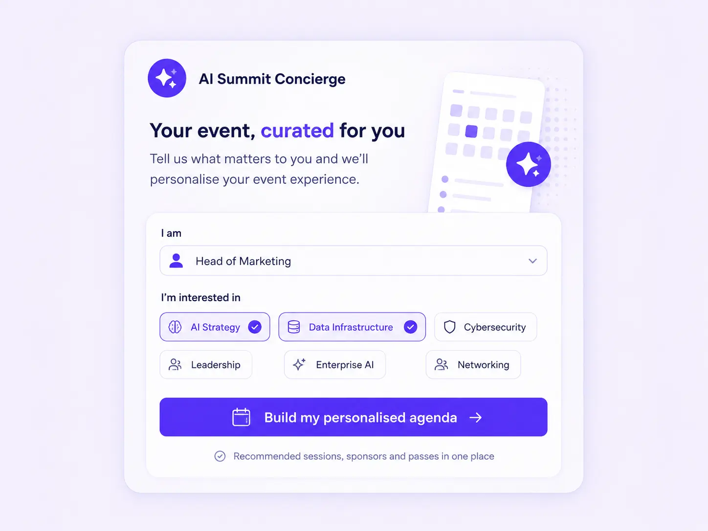 Visitor guided through agenda to the right sessions